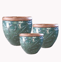 Pot Bunga Keramik Besar Anti Beku Buatan Tangan Desain Eropa Rustic untuk Penggunaan di Lantai & Pusat Perbelanjaan untuk Dekorasi Taman & Rumah