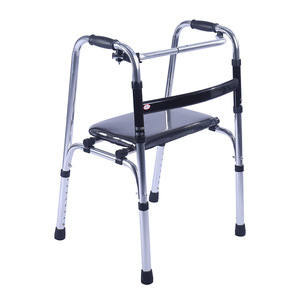 <b>Walking</b> Aid <b>With</b> <b>Seat</b> Foldable Aluminum <b>Frame</b> Four Legged Walker For Elderly Mobility Assistance - Product Image 4