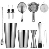 Ensemble de bar à cocktails en acier inoxydable de qualité supérieure, écologique, avec logo personnalisé, comprend des outils de bar et des accessoires pour cocktails
