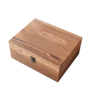 Caja de almacenamiento rectangular de madera con tapa abatible para documentos y empaques de té, tamaño y grosor personalizables, grabado disponible. - Product Image 1