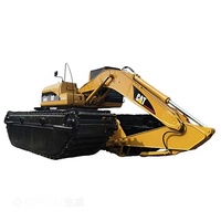 Excavatrice amphibie sur chenilles CAT320C de 20 tonnes à long bras pour dragage, avec moteur et pompe d'origine, flottante pour zones marécageuses, sûre et fiable, 330d