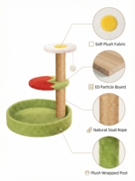 Arbre à chat élégant et écologique en velours, multi-niveaux, avec poteaux en sisal, pour chats de grande taille, pour jouer et se reposer en intérieur, en carton