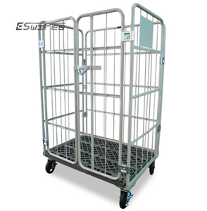 Đóng mở hàng hóa bốn bên lưu trữ làm tổ kim loại mạ kẽm kho gấp <span class=keywords><strong>Pallet</strong></span> giỏ hàng xe đẩy - Product Image 1