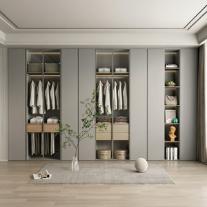 <span class=keywords><strong>Armadio</strong></span> Moderno Intelligente Personalizzato con Ante in Vetro, Scaffalature Aperte, Vetrina Espositiva e Cassettiera Contenitore - Product Image 1
