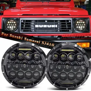 7 pouces voiture moto LED phare rond DRL feux de croisement phare pour Lada Niva <span class=keywords><strong>4X4</strong></span> tout-terrain Suzuki samouraï SJ410 - Product Image 1