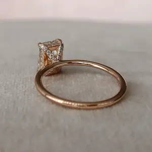 화이트 골드 다이아몬드 결혼 반지 2 캐럿 빛나는 컷 랩 다이아몬드 반지 약혼 솔리테어 다이아몬드 반지