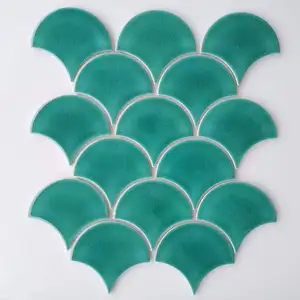 Керамическая плитка в виде рыбьей чешуи, темно-бирюзовая трещина и изумрудно-зеленая плитка для ванной, голубая кухонная плитка