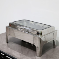 Nouveau Design Pliable Luxe 9L Acier Inoxydable Chaufferette à Alcool Ensemble de Traiteur Plats Chauds de Réchaud de Buffet avec Arrêt Automatique