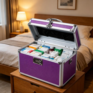 Trousse de Premiers Secours Portable en Aluminium Robuste avec Compartiments Multi-Niveaux, Fermeture Sécurisée et Poignée – Idéale pour <span class=keywords><strong>les</strong></span> Pilules Quotidiennes (OEM) - Product Image 5