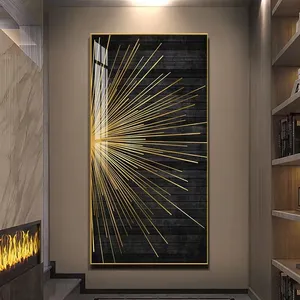 北欧入口走廊高端豪华简约装饰走廊5d水晶瓷画抽象