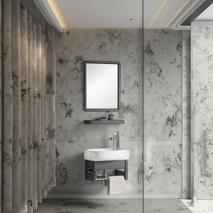 Design moderno mobile da bagno a parete con specchio lavabo e piccolo portasciugamani Set unità Lounge - Product Image 1