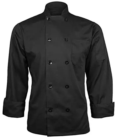 Uzun kollu şef ceket Unisex şef iş ceket siyah gri mutfak üniformaları