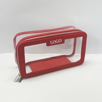 Vente en gros de trousse de maquillage transparente OEM avec logo personnalisé sac à cosmétiques transparent en PVC étuis avec fermeture à glissière sac de vanité en vinyle étanche