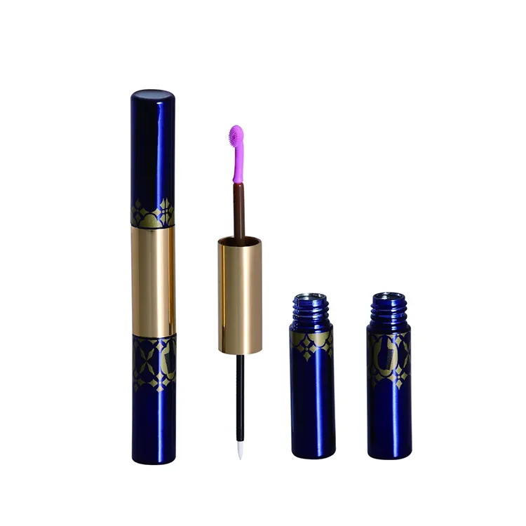 Luxus Gold Shiny Empty Double Sides Ended Mascara Flasche Tube 2 in1 Behälter mit Pinsel Verpackung 2 in 1 Mascara Tuben 5ml
