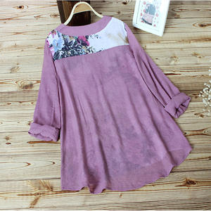 T-<span class=keywords><strong>shirt</strong></span> <span class=keywords><strong>femme</strong></span> style chinois printemps été grande taille 5XL kaki <span class=keywords><strong>blanc</strong></span> violet couleurs <span class=keywords><strong>femme</strong></span> <span class=keywords><strong>tee</strong></span>-<span class=keywords><strong>shirt</strong></span> grossesse chemisiers floraux décontractés t - Product Image 2