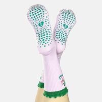 POPSOX Chaussettes de sport pour femmes en coton avec logo personnalisé, antidérapantes, respirantes, à séchage rapide, sans couture, Meias
