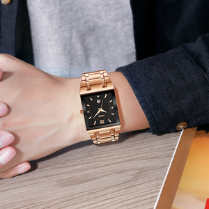 Montre chronographe carrée pour homme, montre-bracelet de luxe en acier inoxydable, montre à quartz étanche 30M - Product Image 2