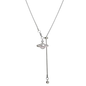 Sweater Chain Titanium Steel Pull-Out Necklace Adjustable Earth Globe Pendant Daily Wear Autumn Winter Accessory - Product Image 5
