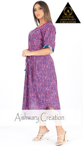 Handmade Indian Cotton Tunic Top – 100% Cotton Hand Block Printed Floral Design Casual Ethnic Midi Length Blouse for Women - Product Image 4