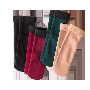 <b>Flower</b> Field Women's Warm Fleece-Lined Thick Short Socks Thermo Home Floor Socks Autumn Winter Skin Tone - Product Image 4