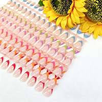 Offre Spéciale – 30 faux ongles courts en acrylique, effet œil de chat, forme amande, style français, haute qualité, pour nail art, vente en gros, couverture complète