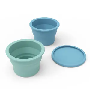 Yongli Kid Foldable Soft Mini Collapsible Hot Water Drinking Cup With Lid Silicone Eco Leaf Coffee Cup