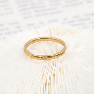 Fashionable Simple 18k Gold Micro Set Zircon Plain Band <b>Ring</b> Ultra Thin <b>Titanium</b> Steel Single Diamond <b>Ring</b> For Women Gift - Product Image 4