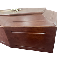 Ataúd Funerario Estilo Europeo en Color Marrón Oscuro con Acabado Brillante, Adornos Simples y Cruz de Jesús, Tamaño Personalizado
