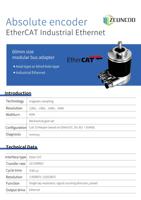 Codificador Rotatorio Absoluto Multivuelta EtherCAT ZHEJUN de 60mm, Magnético, 12-16 Bits, IP65/IP67, Montaje con Brida, 10-32Vdc, Señal Síncrona SSU