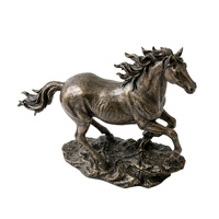 Statue de cheval en résine personnalisée en gros, finition bronze vintage, sculpture Mustang, décoration Feng Shui pour la maison, figurine animale
