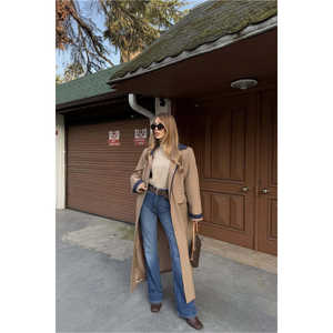 Abrigo Largo Vintage Marrón Aldabella para Mujer, de Piel Genuina con Forro de Algodón, Cierre con Cinturón y Botones, para Otoño e Invierno - Product Image 1