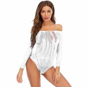 Xb216 multicolore <span class=keywords><strong>body</strong></span> filles chaudes Sexy hors épaule haute élastique résille strass Teddy corps bas Sexy Lingerie - Product Image 3