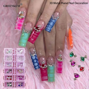5 uds caja 3D Metal planeta decoración de uñas Multicolor diamante incrustado arte diseño planeta uñas arte diamantes de imitación al por mayor - Product Image 2