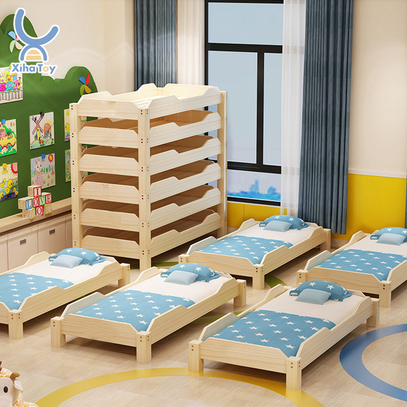 XIHA Kids Solid Wooden Single Bed for Kindergarten Kids Resting Bed Daycare Furniture Sleeping Cot for Kids wooden Baby Crib