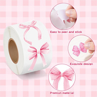 Autocollants décoratifs auto-adhésifs en forme de nœud rose, 500 pièces, pour boîte-cadeau, étiquettes de bénédiction, emballage cadeau, décalcomanies décoratives