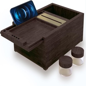 Boîte de rangement en bambou de haute qualité pour fumeurs, anti-odeur, conteneur à tabac, plateau à rouler, accessoires pour fumeurs, vente en gros - Product Image 1