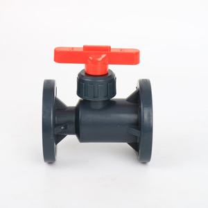 Gran oferta de válvulas de bola de brida FRPP, válvula de bola de plástico de potencia Manual, brida alta para medios de agua, precio de fábrica, personalización OEM - Product Image 1