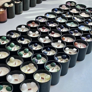 Wholesale Best Selling 12Oz Glass <strong>Candles</strong> Smokeless Soy Wax <strong>Candles</strong> Scented Luxury with Crystal Energy Stone for Home Fragrance - Product Image 2