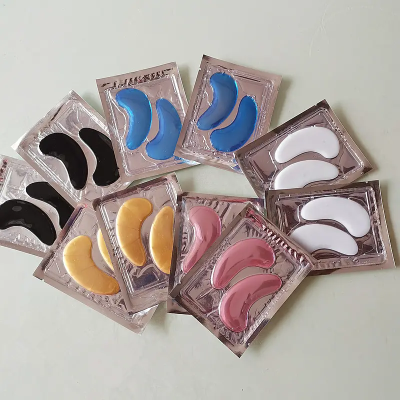 Hot Sale Blank Bag Packaging 24K Gold Pink Black White Blue Collagen Crystal Eye Mask Eye Gel Patches Remove Eye Bags Pads