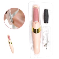Râpe électrique rose pour pieds, éliminateur de callosités, têtes de rouleaux fins et grossiers, 2 vitesses, rechargeable, batterie lithium 500 mAh, étanche