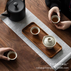 Wooden <b>Tray</b> Rectangular <b>Tea</b> And Snack Plate Solid Wood Minimalist Home Use For Hotel Coffee <b>Tea</b> Storage - Product Image 3
