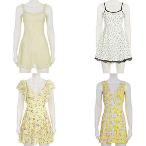 Robe d'été pour femmes à imprimé floral, dos nu, mini-robe, fermetures éclair, douce, naturelle, écologique, respirante, mignonne, robe de vacances, robe de rendez-vous - Product Image 1