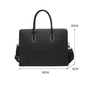 Porte-documents d'affaires pour homme en cuir véritable grande capacité, style navetteur, sac tendance avec serrure à combinaison et doublure en polyester - Product Image 4