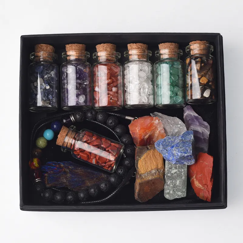 Wholesale Natural Crystal 7 Chakra raw Stone gravel Healing Stones Crystal Gift with Box for Home decoration