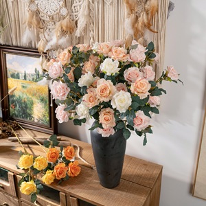 Bouquet de roses artificielles Ruyi blanc, champagne, rose clair, faites à la main, fleurs décoratives pour mariage, maison et événements - Product Image 1
