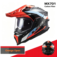 Nouveau casque de moto intégral en fibre de carbone LS2 MX701 pour la route, le motocross et les courses, double visière anti-buée, homologué ECE, toutes saisons