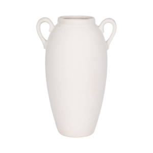 Vaso in ceramica con manici testurizzati per l'arredamento del soggiorno e come complemento decorativo per la casa, vaso decorativo per fiori. - Product Image 1