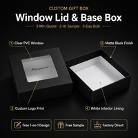 Caja de Regalo Biodegradable y Reciclable de Cartón Negro Gris con Ventana de PVC, Laminado Mate Bronceado, Logotipo Impreso Personalizado