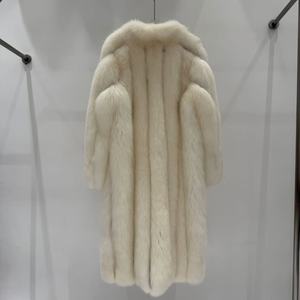 Nuovo Cappotto Lungo in Vera <span class=keywords><strong>Pelliccia</strong></span> di Volpe <span class=keywords><strong>Beige</strong></span> di Lusso per Donna - Product Image 2