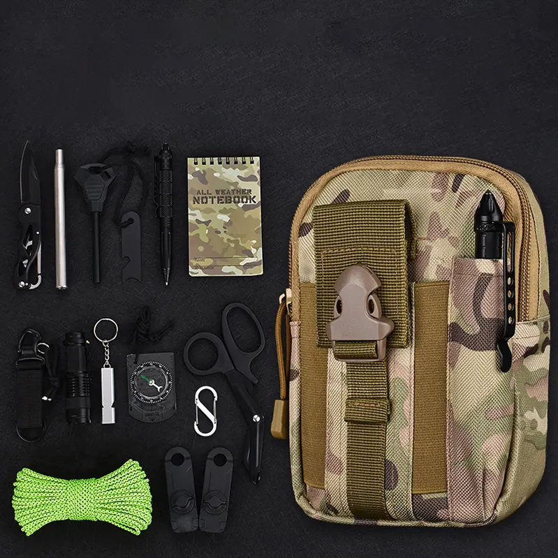 Kit di sopravvivenza per attrezzi di sopravvivenza per Kit di emergenza all'aperto di pronto soccorso tattico SOS tascabile di alta qualità